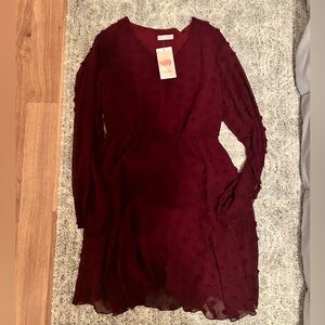 NWT Kirundo Long Sleeve Textured Polka Dot Dress